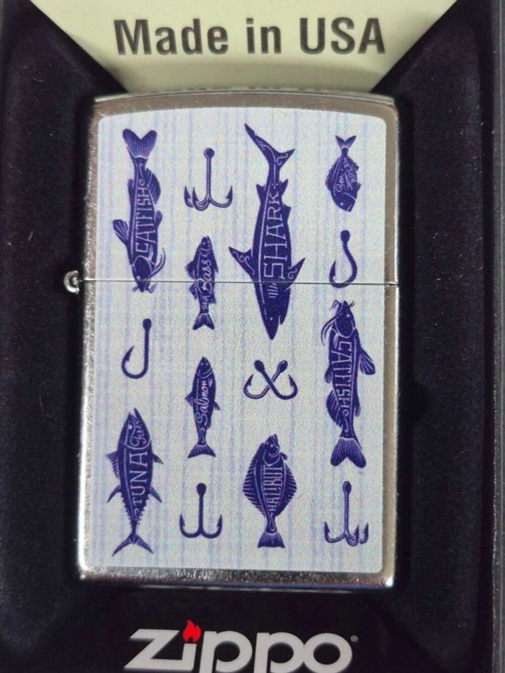 Cool Fisherman Fish Hooks Zippo Lighter